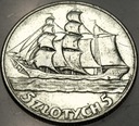 5 zł złote 1936 Żaglowiec Żaglówka Statek SREBRO