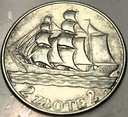 2 zł złote 1936 Żaglowiec Żaglówka Statek SREBRO