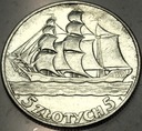 5 zł złotych 1936 Żaglowiec Żaglówka Statek SREBRO