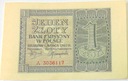 1940 1 zł Jeden Złoty, banknot seria A