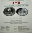 Kanada 1 dolar 1975 100 lat Winnipeg Srebrne Dolary Kanadyjskie SREBRO