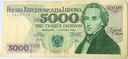 1982 5000 zł złotych Chopin seria E banknot (nr 1)