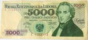 1982 5000 zł złotych Chopin seria E banknot (nr 2)