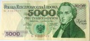 1982 5000 zł złotych Chopin seria G banknot (nr 1)