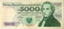 1982 5000 zł złotych Chopin seria G banknot (nr 2)