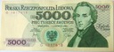 1982 5000 zł złotych Chopin seria G banknot (nr 4)