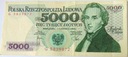 1982 5000 zł złotych Chopin seria G banknot (nr 6)