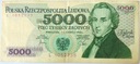 1982 5000 zł złotych Chopin seria L banknot (nr 3)