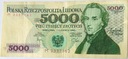 1982 5000 zł złotych Chopin seria M banknot (nr 1)