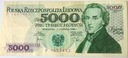 1982 5000 zł złotych Chopin seria P banknot (nr 3)