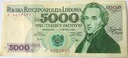 1982 5000 zł złotych Chopin seria P banknot (nr 4)
