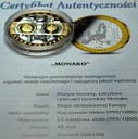 Wspólna Waluta Euro MONAKO Monaco 40 mm SREBRO