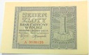 1940 1 zł Jeden Złoty, banknot seria A