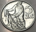5 zł złotych 1973 RYBAK, moneta z Rybakiem