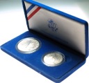 USA zestaw 1 dolar + 1/2 dolara 1986 Ellis Island etui Statua SREBRO