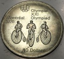 Kanada 10 Dolarów SREBRO 1974 Montreal Kolarstwo SREBRO