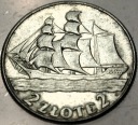 2 zł złote 1936 Żaglowiec Żaglówka Statek SREBRO