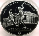 10 zł złotych 2004 ATENY Igrzyska Olimpiady szermierka SREBRO