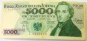 1982 5000 zł złotych Chopin seria L banknot (nr 1)