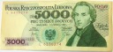 1982 5000 zł złotych Chopin seria L banknot (nr 5)