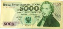 1982 5000 zł złotych Chopin seria P banknot (nr 3)