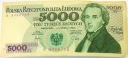 1982 5000 zł złotych Chopin seria R banknot (nr 1)