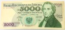 1982 5000 zł złotych Chopin seria R banknot (nr 4)
