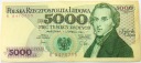 1982 5000 zł złotych Chopin seria R banknot (nr 5)