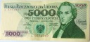 1982 5000 zł złotych Chopin seria L banknot (nr 1)