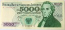 1982 5000 zł złotych Chopin seria N banknot (nr 3)