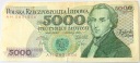 1982 5000 zł złotych Chopin seria AH banknot