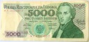 1986 5000 zł złotych Chopin seria AY banknot