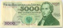 1986 5000 zł złotych Chopin seria BE banknot