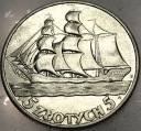5 zł złotych 1936 Żaglowiec Żaglówka Statek SREBRO