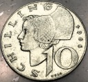 Austria 10 szylingów 1966 SREBRO