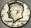 USA 1/2 dolara Half Dollar 1968 KENNEDY John F JFK SREBRO