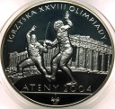 10 zł złotych 2004 ATENY Igrzyska Olimpiady szermierka SREBRO