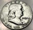 USA 1/2 dolara Half Dollar 1954 FRANKLIN Benjamin SREBRO