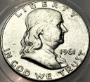 USA 1/2 dolara Half Dollar 1961 FRANKLIN Benjamin SREBRO