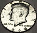 USA 1/2 dolara Half Dollar 1966 KENNEDY John F JFK SREBRO