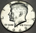 USA 1/2 dolara Half Dollar 1969 KENNEDY John F JFK SREBRO
