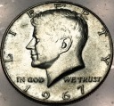 USA 1/2 dolara Half Dollar 1967 KENNEDY John F JFK SREBRO