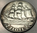 2 zł złotych 1936 Żaglowiec Żaglówka Statek SREBRO