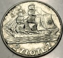 2 zł złotych 1936 Żaglowiec Żaglówka Statek SREBRO