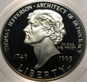 USA 1 dolar dollar 1993 Thomas Jefferson Amerykańskie Srebrne Dolary SREBRO