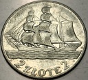 2 zł złote 1936 Żaglowiec Żaglówka Statek SREBRO