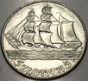 5 zł złotych 1936 Żaglowiec Żaglówka Statek SREBRO