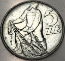 5 zł złotych 1974 RYBAK, moneta z Rybakiem