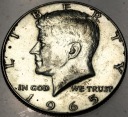 USA 1/2 dolara Half Dollar 1965 KENNEDY John F JFK SREBRO