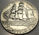 5 zł złotych 1936 Żaglowiec Żaglówka Statek SREBRO